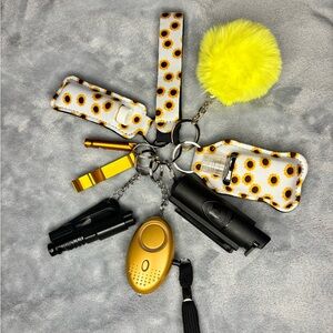 Sunflower Keychain Set with Safety Gadgets